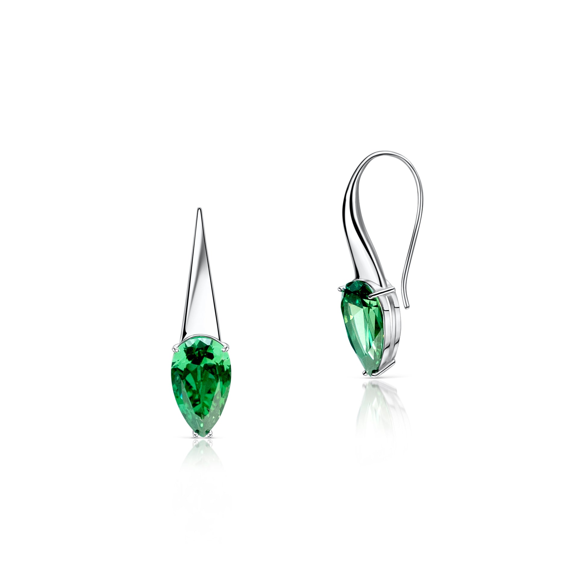 Emerald Green Inverted Drop Earrings