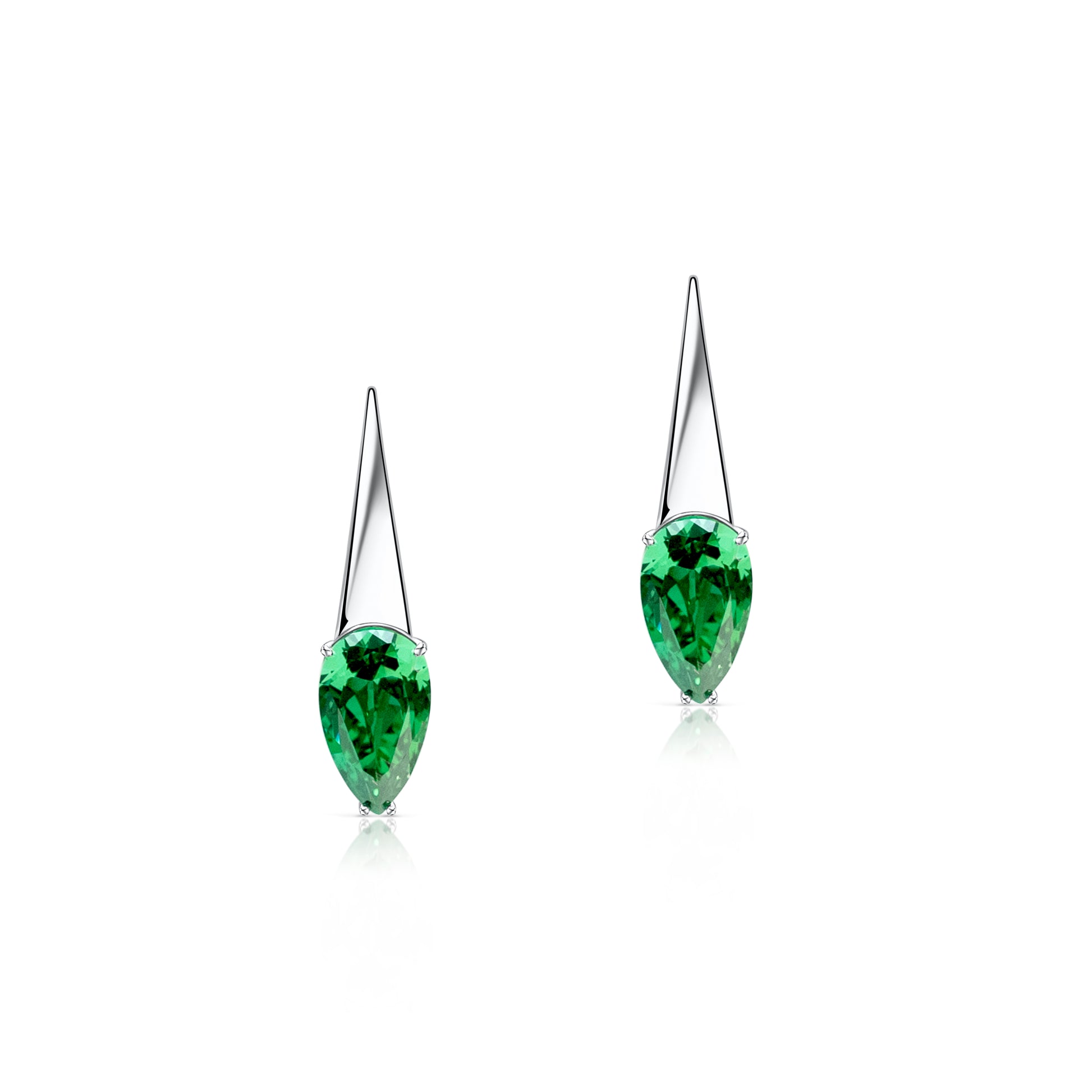 Emerald Green Inverted Drop Earrings